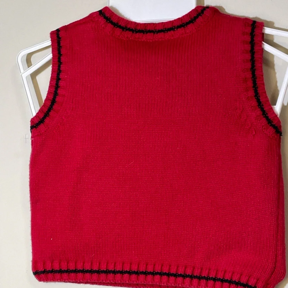 MiniWear Infant Boys 12 Month CHRISTMAS‎ RED SWEATER Vest W/Snowman Patch Cotton
